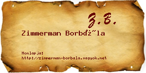 Zimmerman Borbála névjegykártya